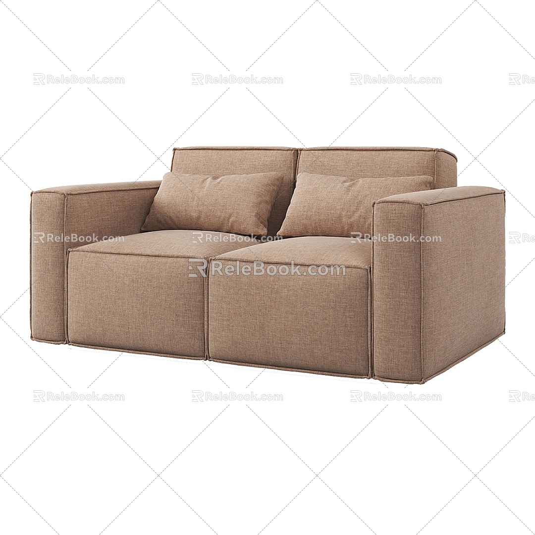 Simple Double Sofa Double Sofa Simple Sofa Grey Sofa Living Room Sofa 3d model