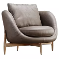 Modern Gray Leather Armchair with Wooden Legs and Comfortable Seating Design