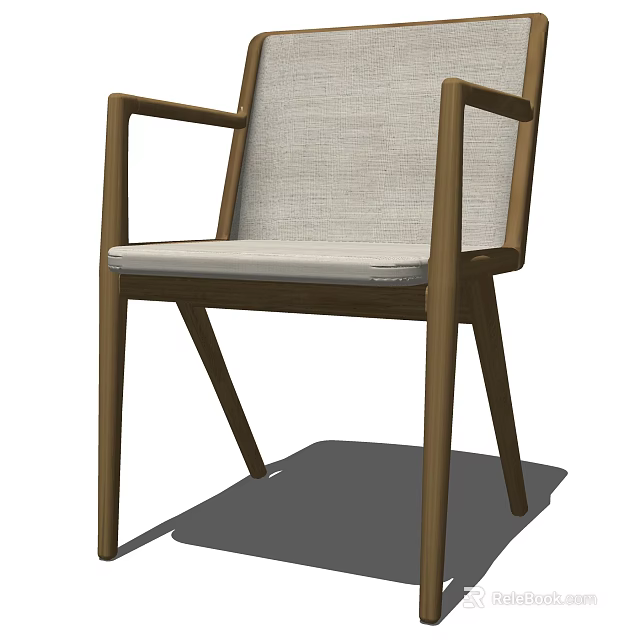 Modern Light Gray Upholstered Armchair With Wooden Frame And Comfortable Design 3d model 