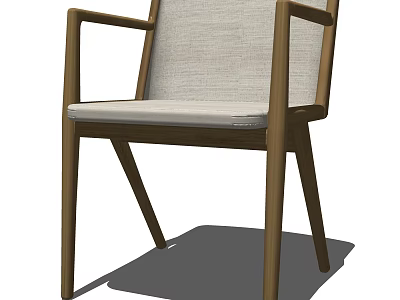 Modern Light Gray Upholstered Armchair With Wooden Frame And Comfortable Design 3d model