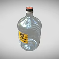 Transparent Plastic Container With Yellow Hazard Warning Label And Black Symbols