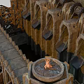 Ancient Medieval Watermill Structure With Stone Arches Towers Gear And Water Flow
