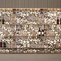 Modern Wine Cabinet With Decorative Panels And Illuminated Wine Bottle Shelves