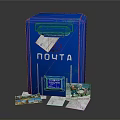 Blue Mailbox With ПОЧТА Sign And Scattered Postcards And Letters