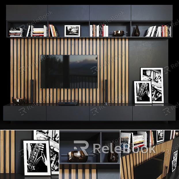 Modern TV background cabinet background wall model