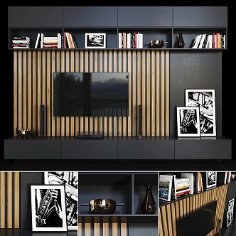 Modern TV background cabinet background wall 3d model