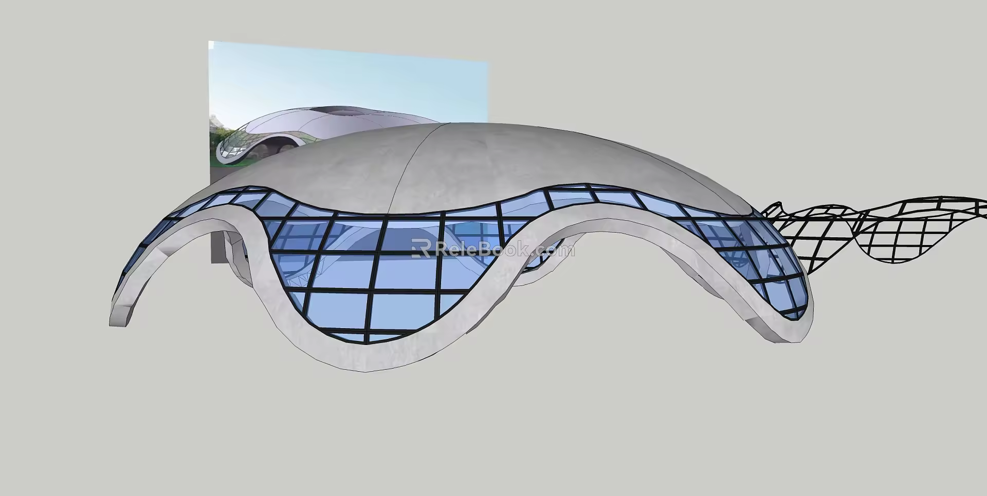 Modern Architecture Landscape Architecture Sunglasses Airplane Sea 3d model
