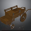 Vintage Wooden Cart Design With Wooden Frame Metal Fittings And Large Wheels