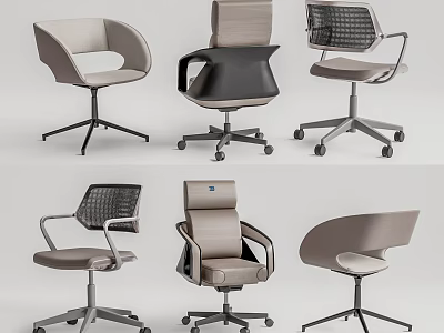 Modern Office Chairs With Ergonomic Design Comfortable Backrest And Swivel Caster Wheels 3d model