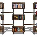Modern Wooden Bookshelf With Multiple Shelves Holding Books And Decorative Items