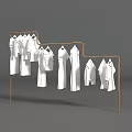 Creative Art Installation With Copper Metal Frame And White Garments In Irregular Curved Design