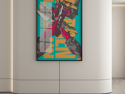 Decorative Painting Cyberpunk Gundam Mecha Hanging Painting Wall Decoration 3d model