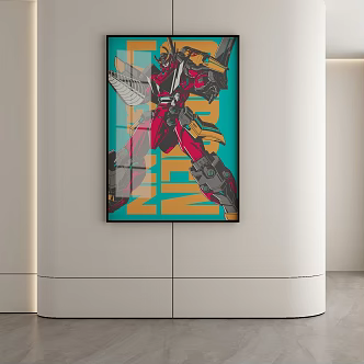 Decorative Painting Cyberpunk Gundam Mecha Hanging Painting Wall Decoration 3d model
