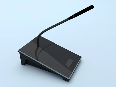 Sleek Black Headphone Speaker With Adjustable Long Arm Red Accent And Sturdy Square Base 3d model