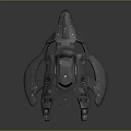 Futuristic Silver Sci Fi Spaceship With Green Accent Lights And Detailed Exterior Structure