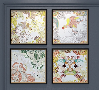 Vintage Decorative Painting American Painting Flower and Bird Decorative Painting Plant Painting 3d model