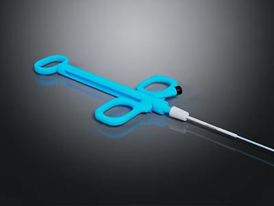 Ergonomic Blue Medical Device With Ring Handles And Slender Probe For Medical Use 3d model