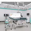 Advanced Medical Equipment in Operating Room Featuring Surgical Table Lights and Monitor
