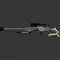 Modern Tactical Sniper Rifle With Scope Bipod Black Green Silver