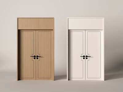 New Chinese Style Double Door Double Door Top Door 3d model