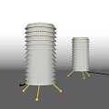 Pair Of Modern Table Lamps With Layered White Shades And Golden Bases