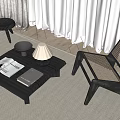 Woven Leisure Chair with Dark Wooden Frame in Cozy Living Area Featuring Coffee Table and Lamp