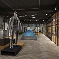 Modern Clothing Store Interior With Mannequin Display Tent Clothes And Shelves