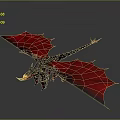 Flying Red And Black Mythical Dragon With Expanded Wings Sharp Claws And Fierce Look