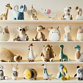 Stuffed Animals with Various Animal Designs on Shelves Cute Plush Toys Display Collection