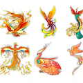 Colorful Phoenix Themed Wall Decor Featuring Exquisite Feather And Various Shapes