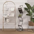 Modern Metal Bookshelves Gold And Black Multi Tier Design With Books Decor And Green Plant
