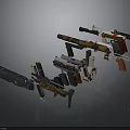 Different Types Of Modern Tactical Weapons With Colorful Designs And Features