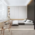 Tatami Bedroom Interior Design With Minimalist Storage Bed Desk And Soft Lighting