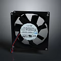 Square Black Frame Electronic Cooling Fan with CE Certified Power Cable 3d model