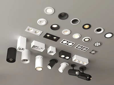 Various Styles Modern Downlights and Spotlights for Home Interior Lighting Fixtures 3d model