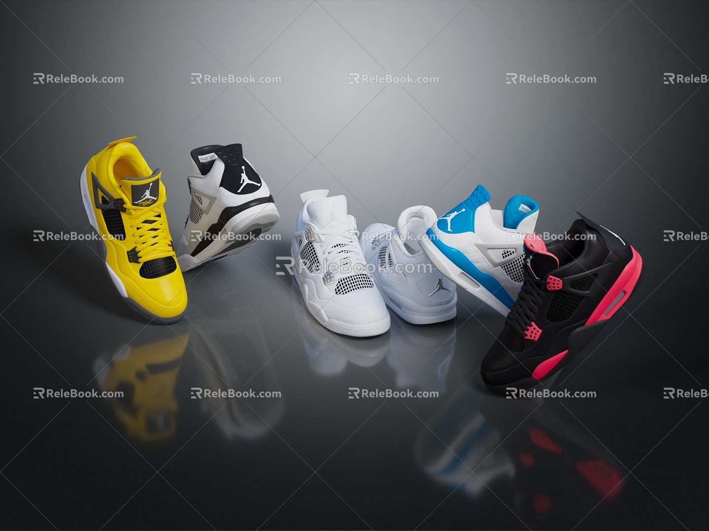 Modern sneaker shoes basketball shoes football shoes 3d model