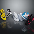 Stylish Multicolor Sneakers With Yellow Black White Blue Pink Designs For Casual Wear