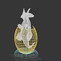 Hatching Reptile Dinosaur With Green Body Emerging From Spotted White Eggshell 3d model