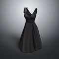 Elegant Black Sleeveless V neck Dress With Bow Shoulder And A line Skirt