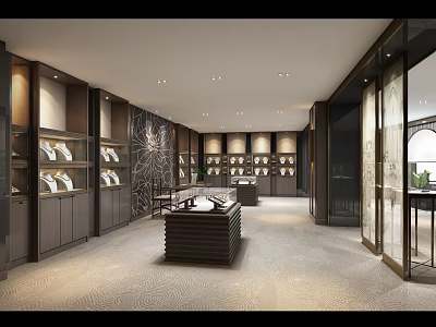 Jewelry Store Luxurious Interior With Elegant Displays And High-End Lighting 3d model