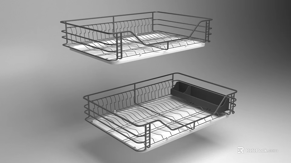 Ceiling Metal Grid Shelves With Double Layer Structure For Modern Interiors 3d model