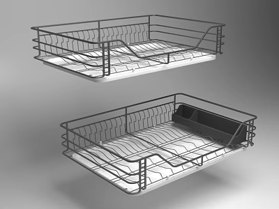 Ceiling Metal Grid Shelves With Double Layer Structure For Modern Interiors 3d model