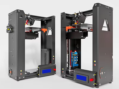 Modern Dual 3D Printers as Office Appliances with Transparent Panels and Control Units 3d model