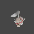 Animated Game Character White Fur Pink Ears Red Bow Heart Pattern Dress Belt And Sandals