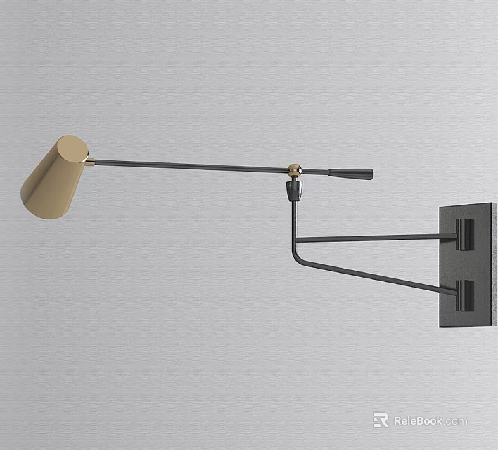 Luxury Modern Wall Lamp With Gold Shade And Black Metal Arm For Kitchen 3d model 
