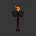 Mythical Fantasy Weapon With Fiery Flame And Lava Texture Hammer Shape Design