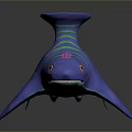 Colorful 3D Rendered Aquatic Animal With Blue Body Green Stripes Head Crown And Pink Spots