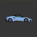 Blue Sports Car With Black Roof And Green Windows Sleek Modern Design And Black Wheels