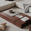 Modern Coffee Table With Wooden Frame Stone Top Storage And Magazines In Living Room