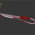 Metallic Sharp Knife With Unique Twisted Handle And Reflective Surface On Black Background